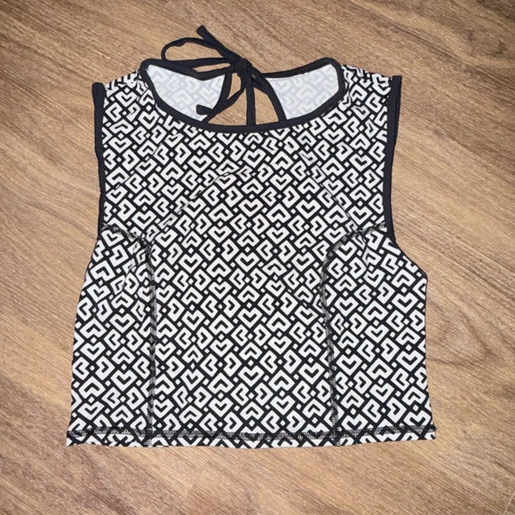 Lucy Tops - Lucy Black and White Patterned Tank Top